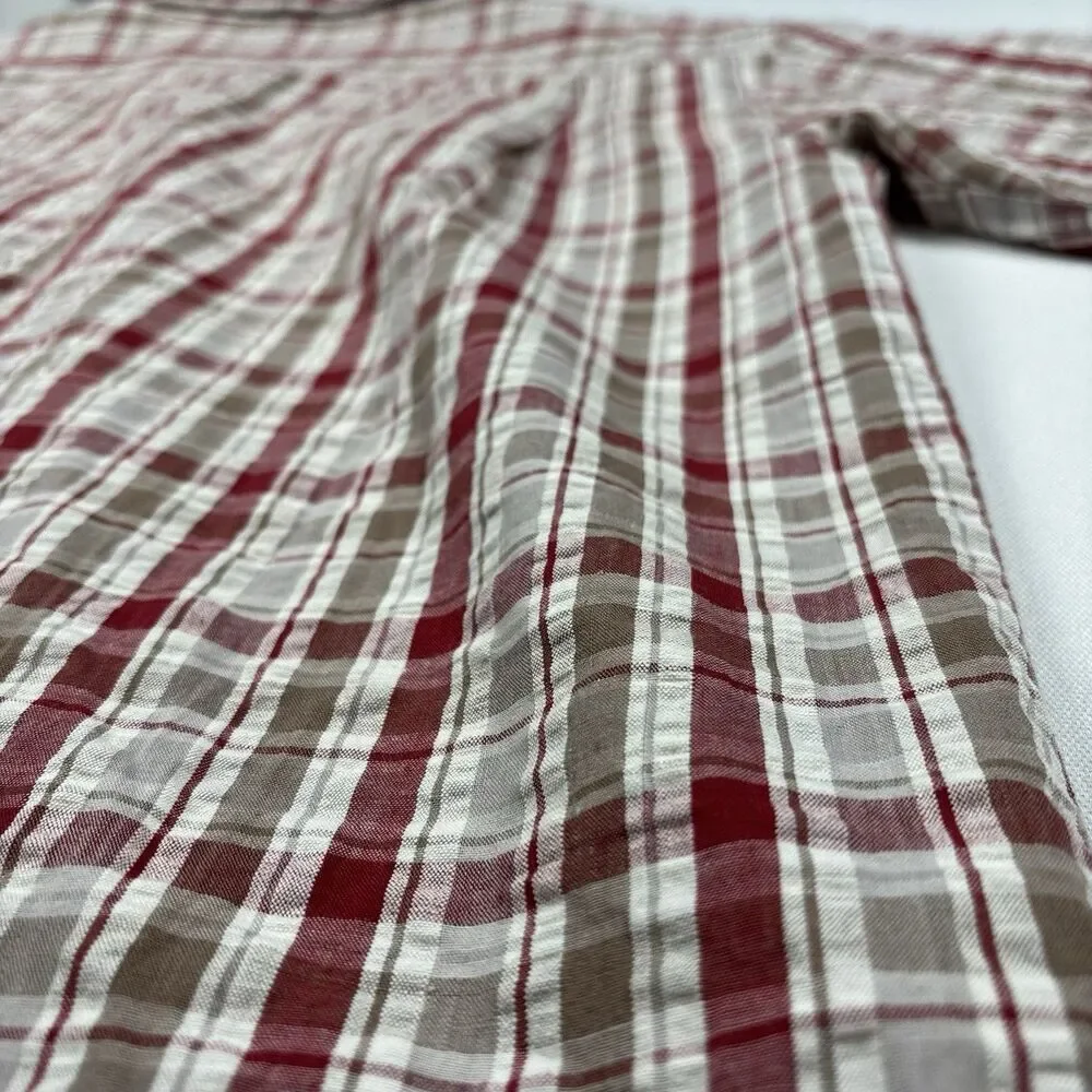 Vintage Y2K Route 66 Men's Casual Shirt Red Plaid Cotton Size M Short Sleeve - Picture 6 of 8
